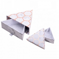 Customized Triangle Marble Printed Paper Flower Box for Valentine's Day