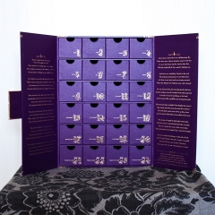 Custom Purple Advent Calendar صندوق كرتون مع 24 درج
