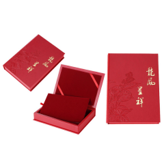 Book shape Necklace gift box with logo hot stamping with velvet tray